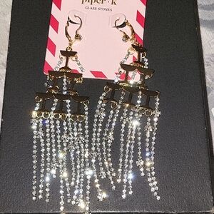 Piper K Champagine Waterfall Gold and Gem Dangle Earrings